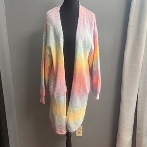 Vibrant Gradient Open-Front Cardigan